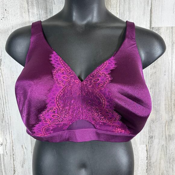 Cacique 42H Plum No-Wire Bra MSRP $50 Comfort Bliss Lightly Lined - Picture 1 of 7